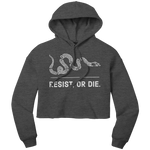 Resist, or Die. women's (dark) crop hoodie