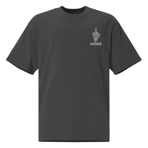 Skeletonized embroidered oversized faded t-shirt