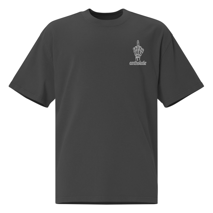 Skeletonized embroidered oversized faded t-shirt