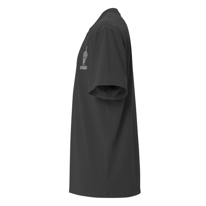 Skeletonized embroidered oversized faded t-shirt