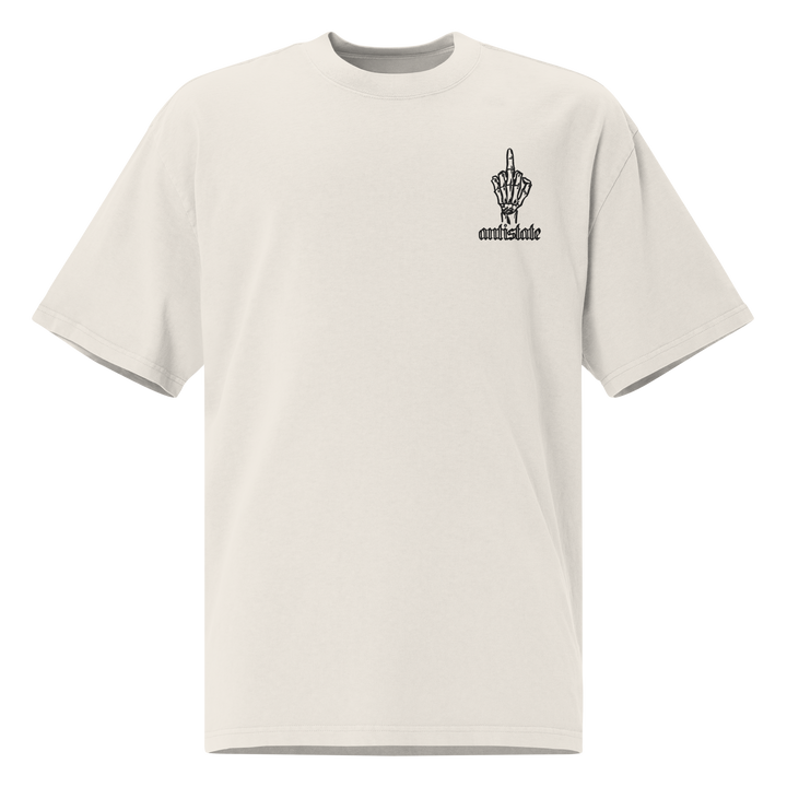 Skeletonized embroidered oversized faded t-shirt