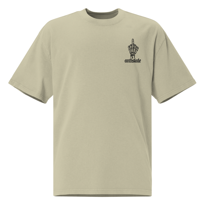 Skeletonized embroidered oversized faded t-shirt