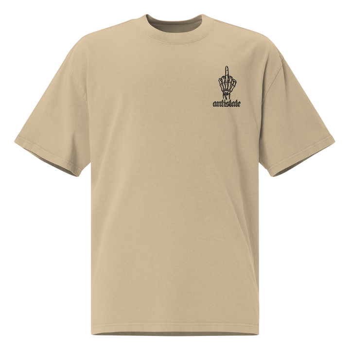 Skeletonized embroidered oversized faded t-shirt