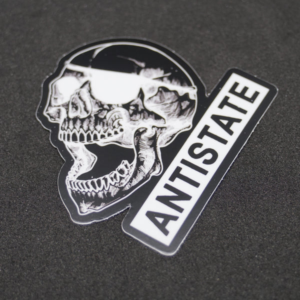 antistate brand patched-skull logo decal 3"