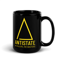 No Rulers No Masters black/gold mug